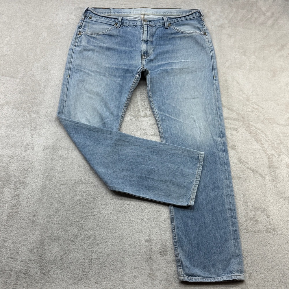 Levis 504 Regular Straight Jeans Mens 38x32 Light Wash Denim Blue Casual
